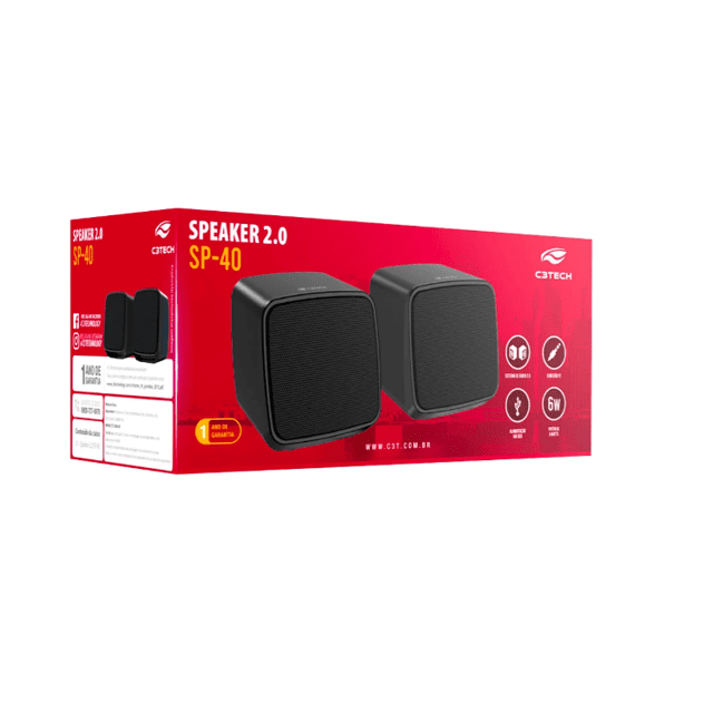 Caixa De Som C3tech Usb 2.0 Sp-40bk 6w Preta