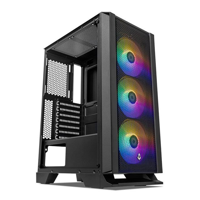 Gabinete Gamer Mancer Narok, RGB, Lateral de Vidro, Com 3 Fans RGB, Preto