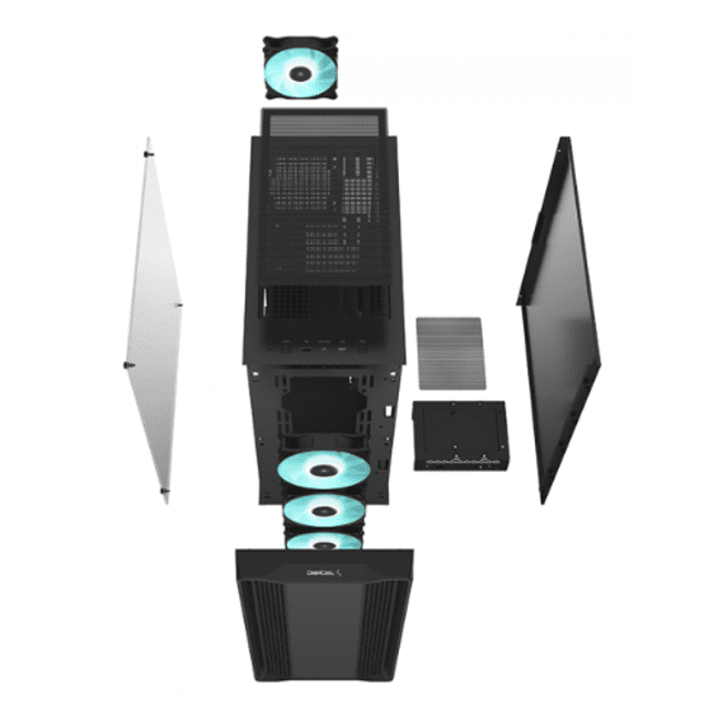 Gabinete Gamer DeepCool CC560, Black, Mid Tower, Vidro Temperado, ATX, Sem Fonte, Com 4 Fans, R-CC560-BKGAA4-G-1