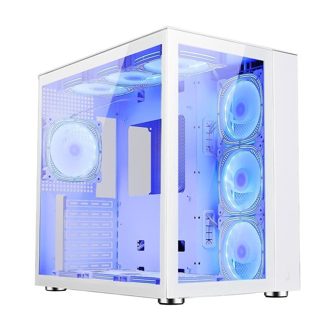 Gabinete Gamer Rise Mode Galaxy BRANCO Glass Standard, Mid Tower, ARGB, ATX, Lateral e Frontal em Vidro, 10x Cooler Fan,