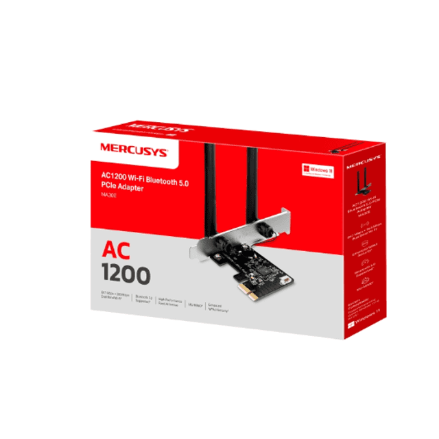 Placa de Rede PCI E-Express Mercusys MA30E AC1200 Dual Band + Bluetooth 5