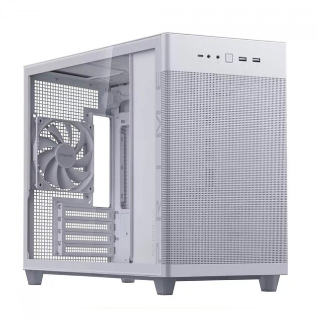 Gabinete Gamer Asus Prime AP201 Case Glass White Edition, Micro-ATX, Quasi-Filter Mesh, Com 1 fan