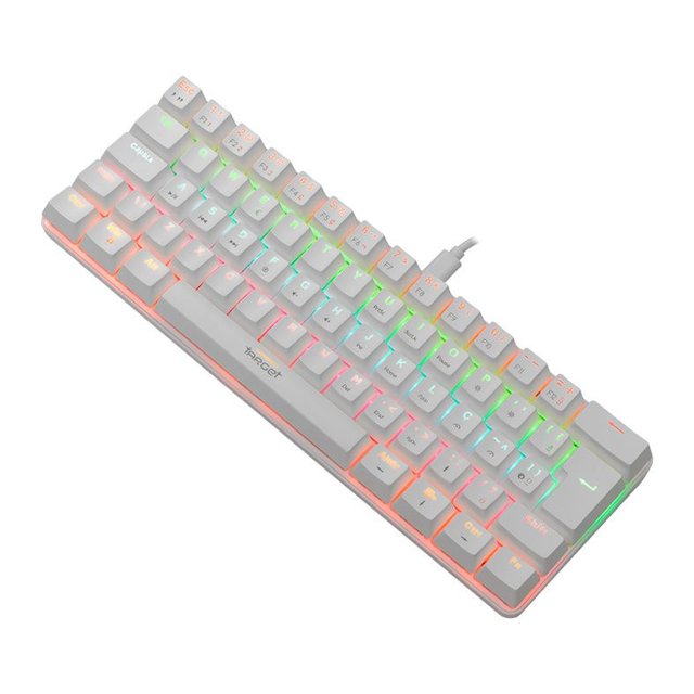 Teclado Mecanico Gamer TGT Sherman Compacto BRANCO, Rainbow, ABNT2, Switch Azul
