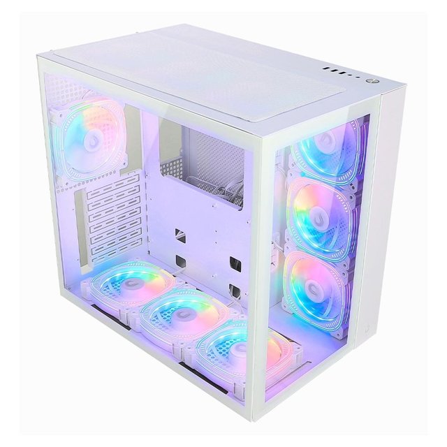 Gabinete Gamer Rise Mode Galaxy BRANCO Glass Standard, Mid Tower, ARGB, ATX, Lateral e Frontal em Vidro, 10x Cooler Fan,