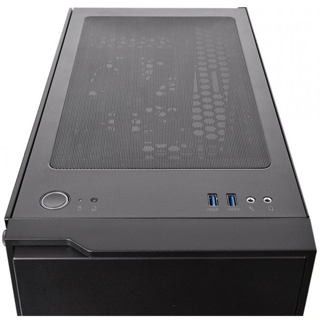 Gabinete Gamer Thermaltake H100 TG, Mid Tower, Vidro Temperado, Black C/1 FAN TRASEIRO AZUL