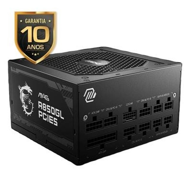 Fonte MSI MAG A850GL PCIE5, 850W, 80 PLUS Gold, Modular, PCIe 5.0, PFC Ativo