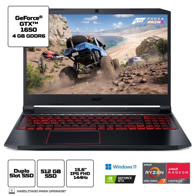 Notebook Gamer Acer Nitro 5 AN515-57-579B Ci5 Windows 11 Home 8GB 1TB HDD 256GB SSD GTX 1650 15.6'
