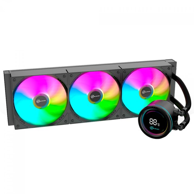 Water Cooler Kalkan Alpha PRETO 360 ARGB, 360mm, Com Display, Intel-AMD, KLK00048
