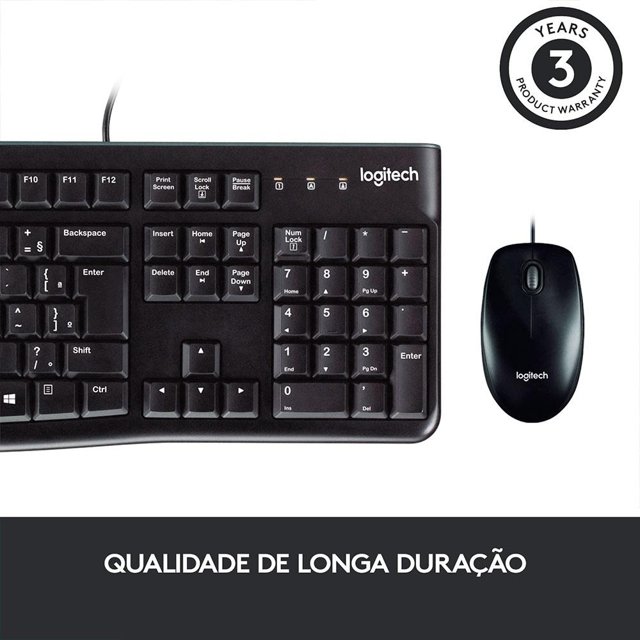 Teclado e Mouse Logitech MK120 USB ABNT2