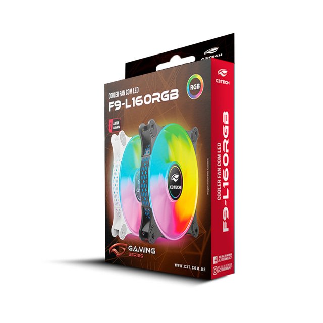 COOLER FAN RGB C3 TECH F9-L160M - RAINBOW (ARCO-IRIS)