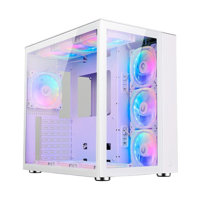 Gabinete Gamer Rise Mode Galaxy BRANCO Glass Standard, Mid Tower, ARGB, ATX, Lateral e Frontal em Vidro, 10x Cooler Fan,