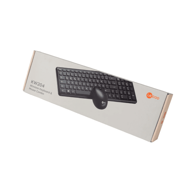 Kit Teclado E Mouse Lecoo By Lenovo, Abnt2, Sem Fio, USB, Preto - Kw204
