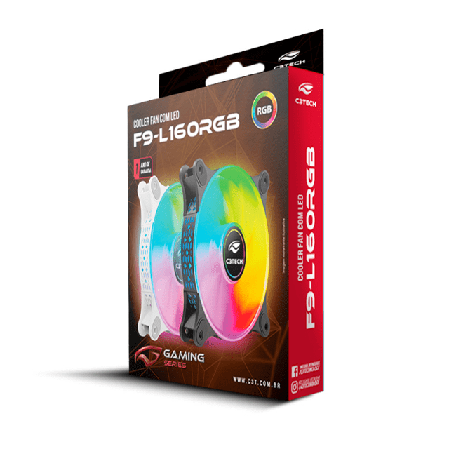 COOLER FAN RGB RAINBOW FIXO C3T MOLEX - F9-L160RGB