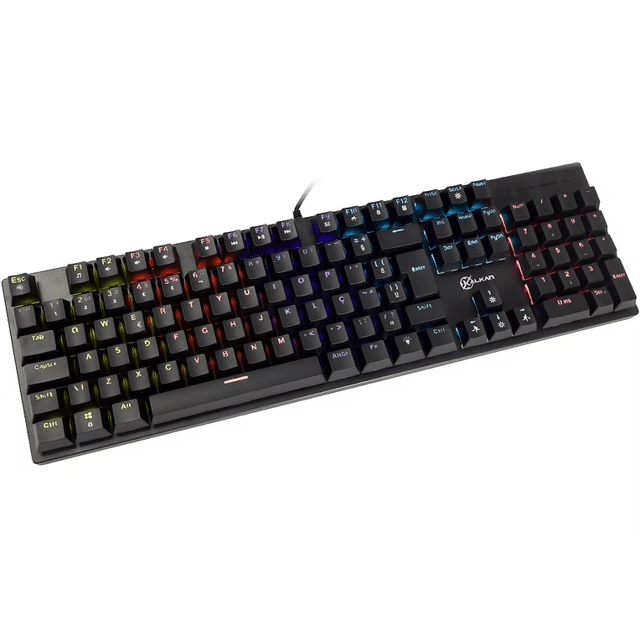 Teclado Mecânico Gamer Kalkan Loki 100% Iluminação Rainbow Preto ABNT2 Switch Marrom