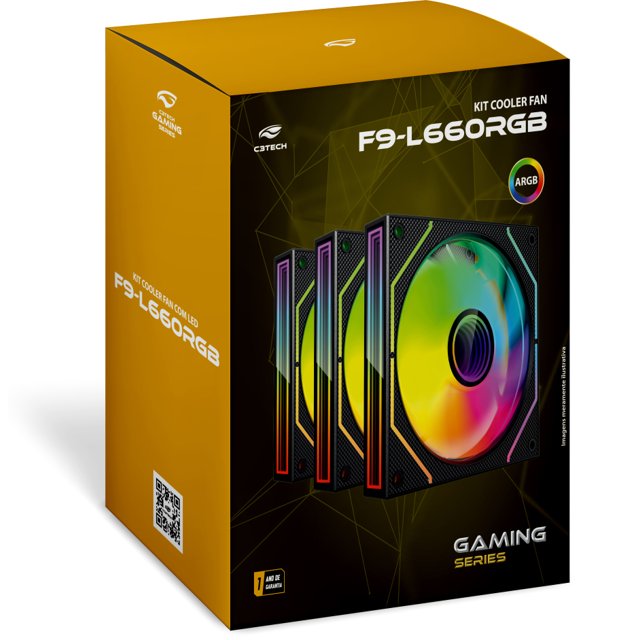 KIT COOLER FAN F9-L660BK ARGB C3Tech (COM CONTROLADORA)