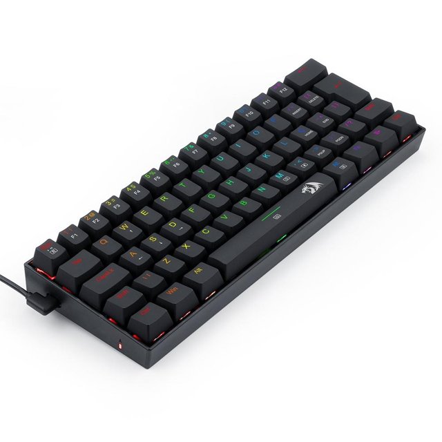 Teclado Mecânico Gamer Redragon Lakshmi, RGB Preto, Switch Blue, 60%, ABNT2