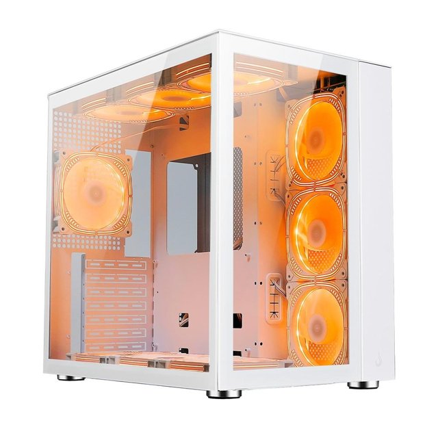 Gabinete Gamer Rise Mode Galaxy BRANCO Glass Standard, Mid Tower, ARGB, ATX, Lateral e Frontal em Vidro, 10x Cooler Fan,