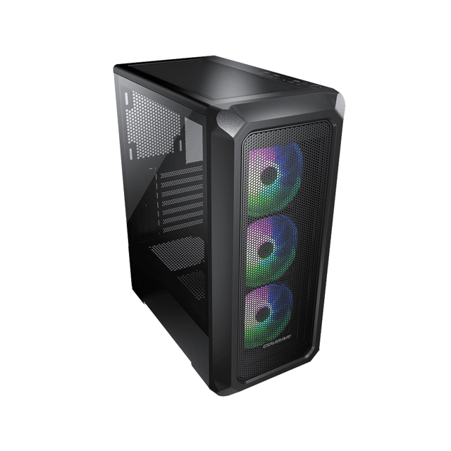 Gabinete Gamer Cougar Archon 2 Mesh RGB, Mid Tower, Vidro Temperado, ATX, Black, Sem Fonte, Com 3 Fans
