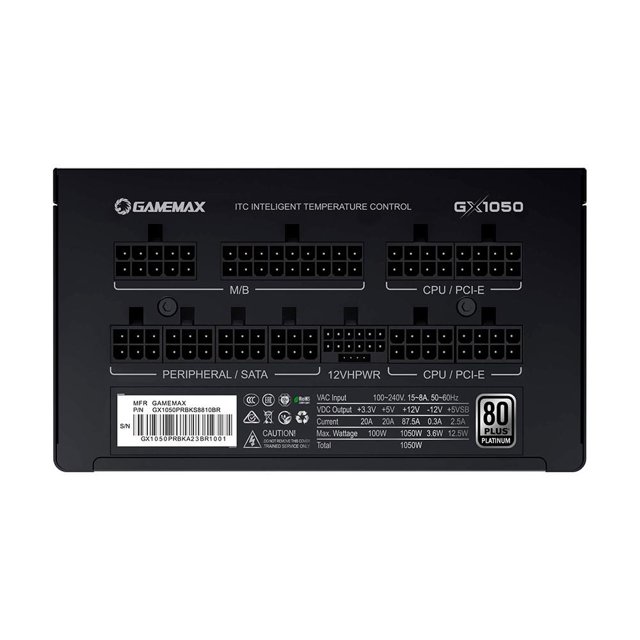 Fonte Gamemax GX1050 PRO, 1050W, 80 Plus Platinum, Modular, PFC Ativo, com cabo, Preto -