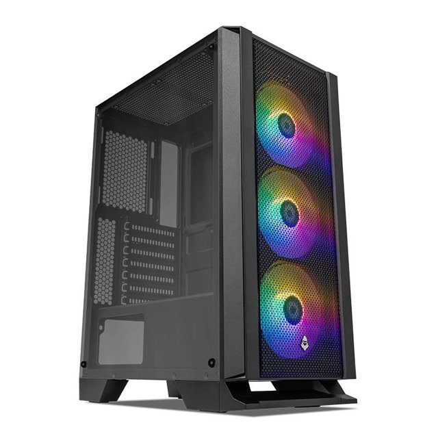 Gabinete Gamer Mancer Narok, RGB, Lateral de Vidro, Com 3 Fans RGB, Preto