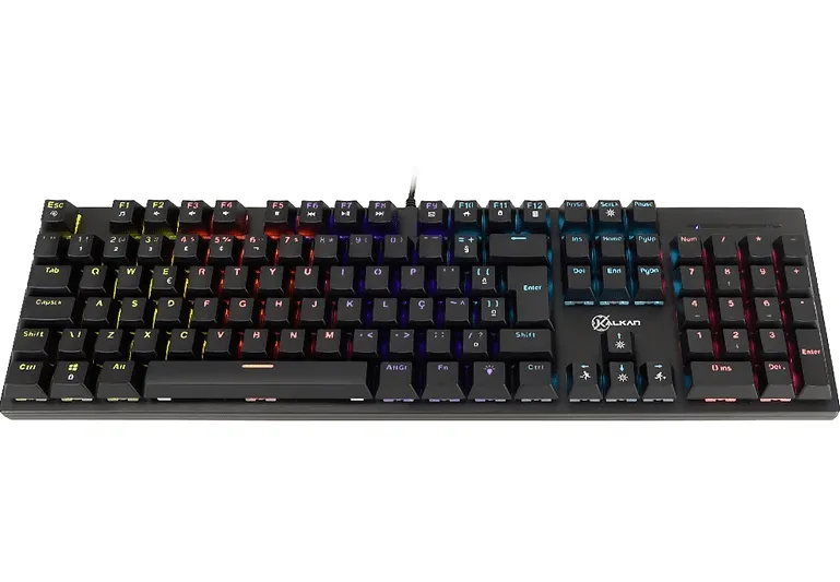 Teclado Mecânico Gamer Kalkan Loki 100% Iluminação Rainbow Preto ABNT2 Switch Marrom