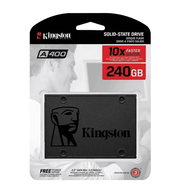 SSD 240GB KINGSTON A400, SATA, LEITURA 500MB/S, GRAVACAO 350MB/S - SA400S37/240G