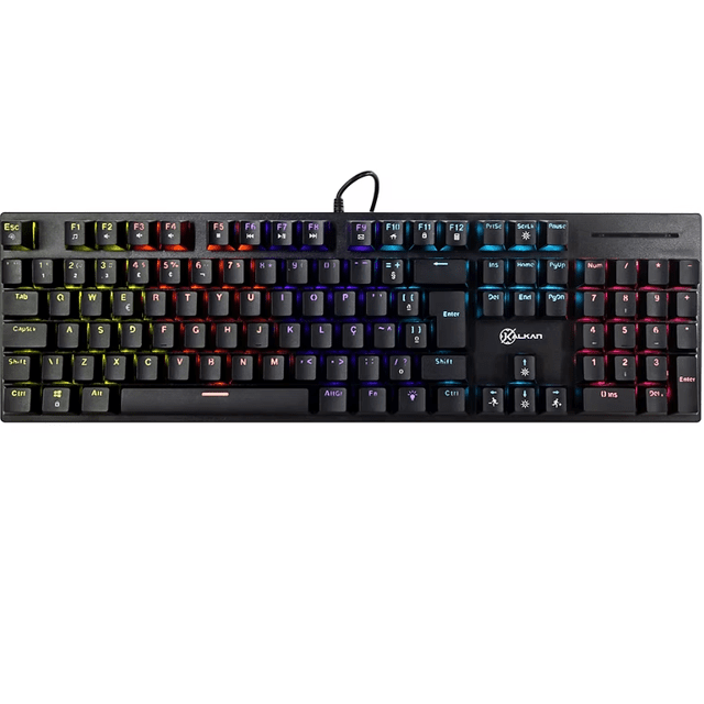 Teclado Mecânico Gamer Kalkan Loki 100% Iluminação Rainbow Preto ABNT2 Switch Marrom