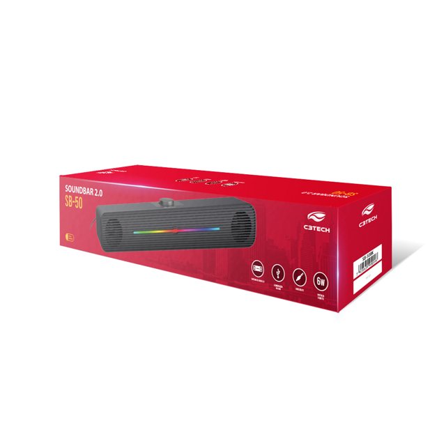 SoundBar 2.0 SB-50BK Preta C3Tech