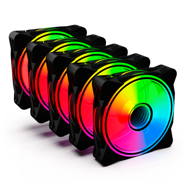 Kit Fan Com 5 Unidades OnePower Radiant X5, ARGB, 120mm, Black, Com Controladora, FN-702