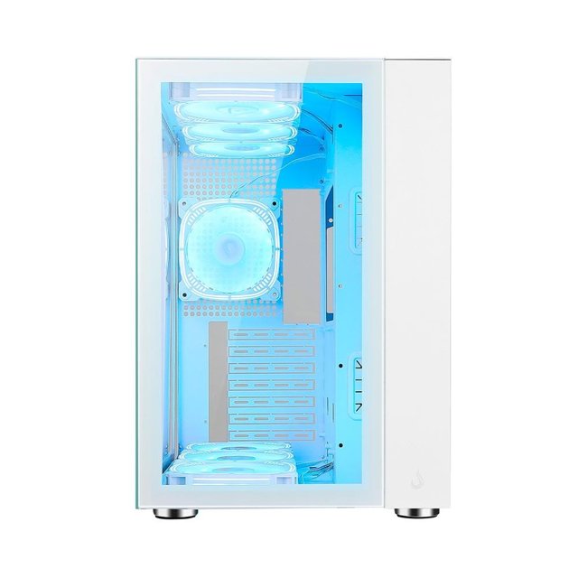 Gabinete Gamer Rise Mode Galaxy BRANCO Glass Standard, Mid Tower, ARGB, ATX, Lateral e Frontal em Vidro, 10x Cooler Fan,