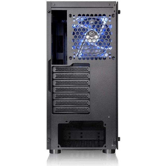 Gabinete Gamer Thermaltake H100 TG, Mid Tower, Vidro Temperado, Black C/1 FAN TRASEIRO AZUL