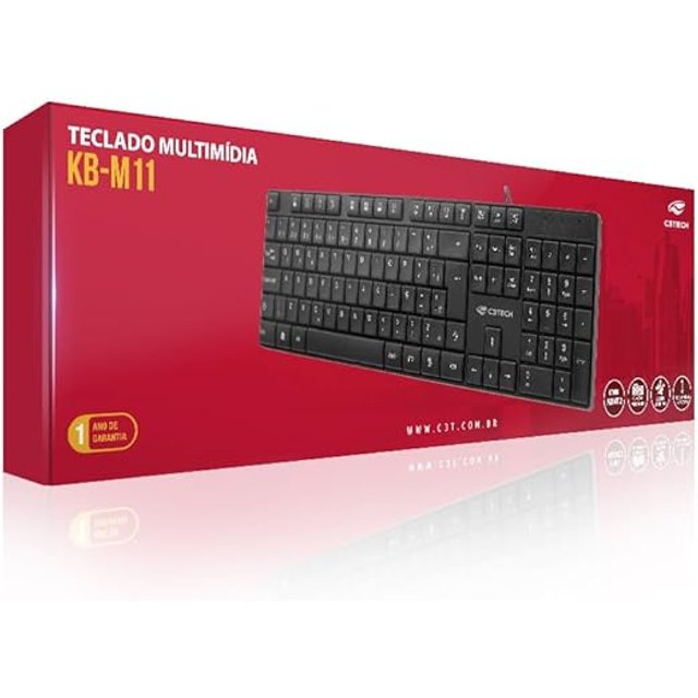 TECLADO PADRAO ABNT2 USB KB-M11BK C3 TECH