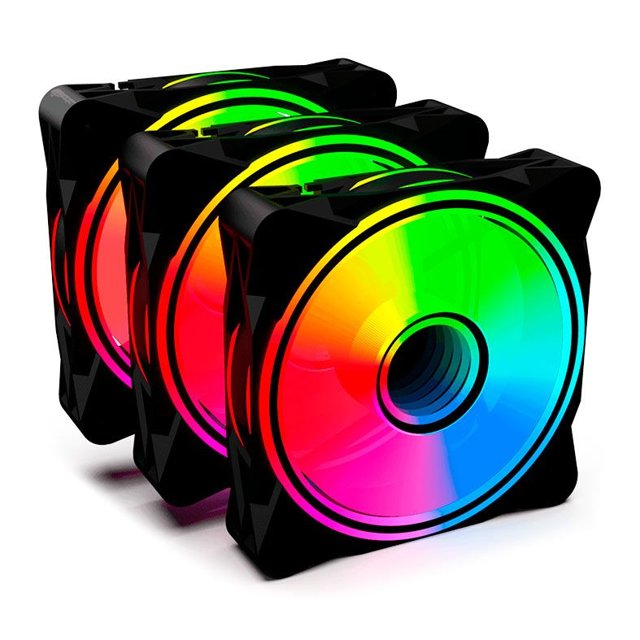 Kit Fan Com 3 Unidades OnePower Radiant X3, ARGB, 120mm, Black, Com Controladora