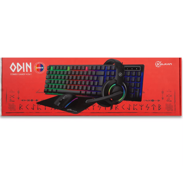Combo Gamer Kalkan Odin Core 4-em-1 Mouse, Teclado, Headset e Mousepad KLK00017