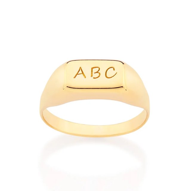 ANEL DE FORMATURA OURO 18K UNISSEX ROMMANEL FINO COM LETRAS ABC 513393