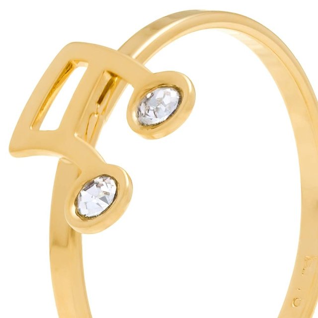 ANEL DE OURO 18K OU BRANCO FEMININO COM PEDRA ROMMANEL FINO SKINNY NOTA MUSICAL CRISTAIS 512345 110702