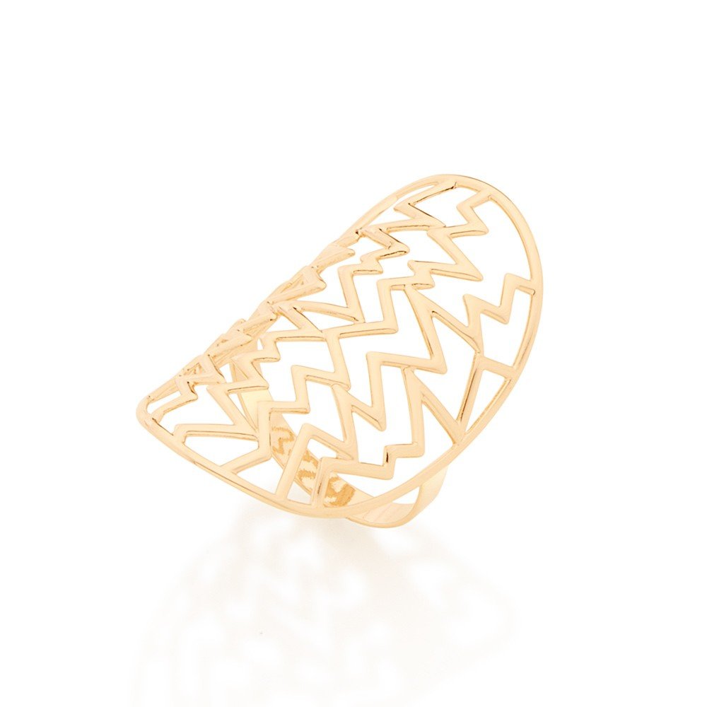 ANEL DE OURO 18K FEMININO ROMMANEL OVAL ZIG ZAG VAZADO 512627