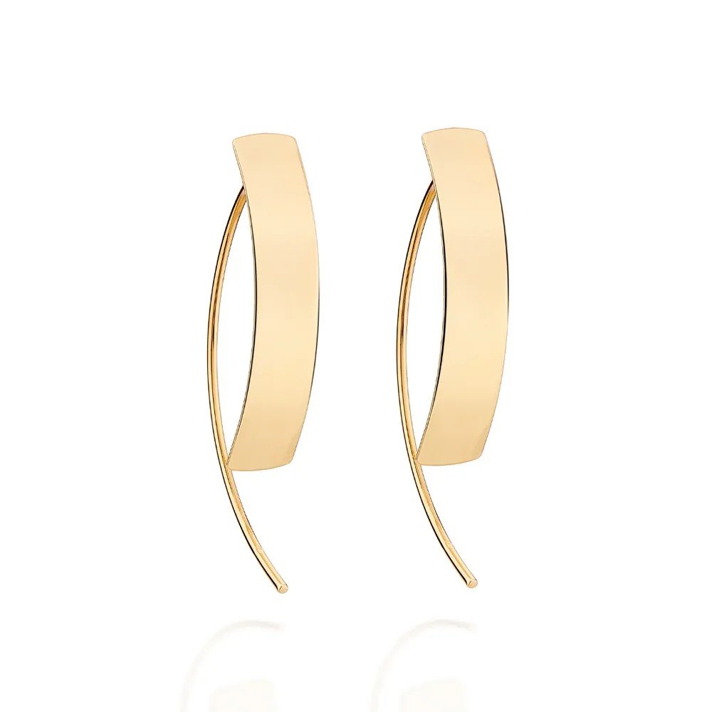 TH-M0546　ANTIGONA アンティゴナ ブローチ ゴールド BRINCOS DE OURO 18K FEMININOS MEIA ARGOLA GRANDE MAXI CHAPA LISA