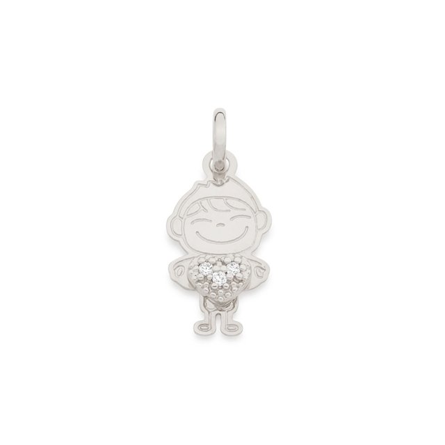 PINGENTE DE OURO 18K OU BRANCO FEMININO FILHO MENINO CORAÇÃO ZIRCÔNIAS ROMMANEL 541991 140758