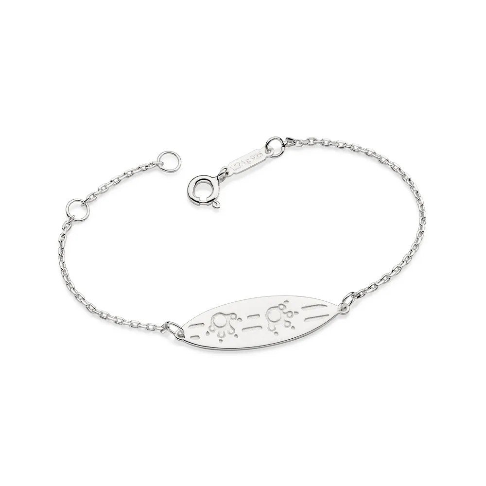PULSEIRA PRATA 925 UNISSEX INFANTIL ROMMANEL 16CM 14CM PRANCHA