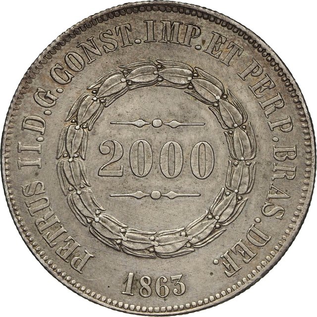 Moeda de 2000 réis de 1863 (2º tipo (1853 - 1867) - Escudo inglês largo) [618.10 / P.622]
