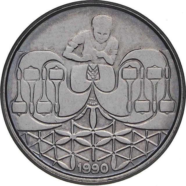 Moeda de 50 centavos de 1990 (Tipos regionais - Rendeira) [775.04 / V.411]