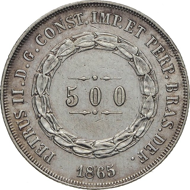 Moeda de 500 réis de 1865 (2º tipo (1853 - 1867) - Escudo inglês largo) [627.17 / P.598]