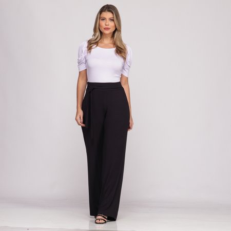 Calça Pantalona Cós Largo Bolsos B’Bonnie Sheila Preta | B'Bonnie