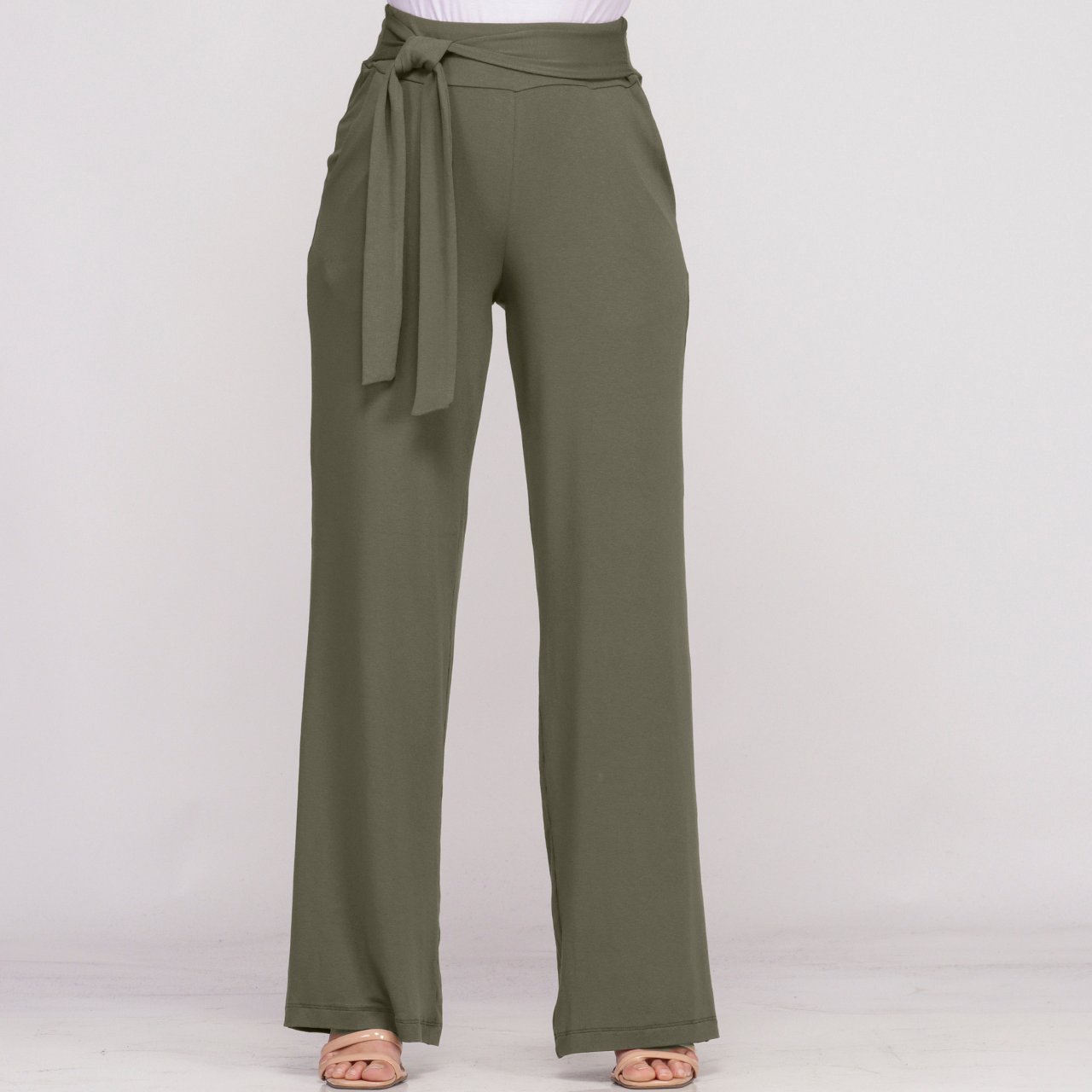 Calça Pantalona Cós largo Bolsos B’Bonnie Sheila Verde Militar