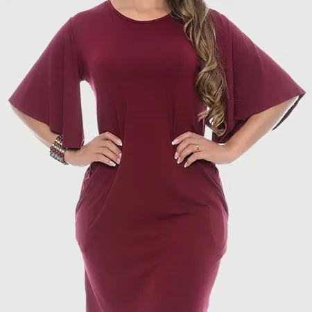 Vestido com manga longa boca hot sale de sino