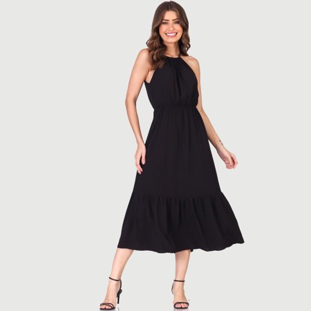 Vestido Midi Cava Americana B’Bonnie Anahi Preto | B'Bonnie