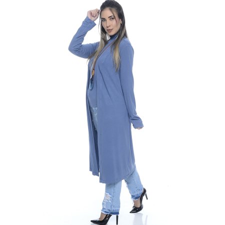 Cardigan Longo Feminino M/L B'Bonnie Kira Azul Jeans