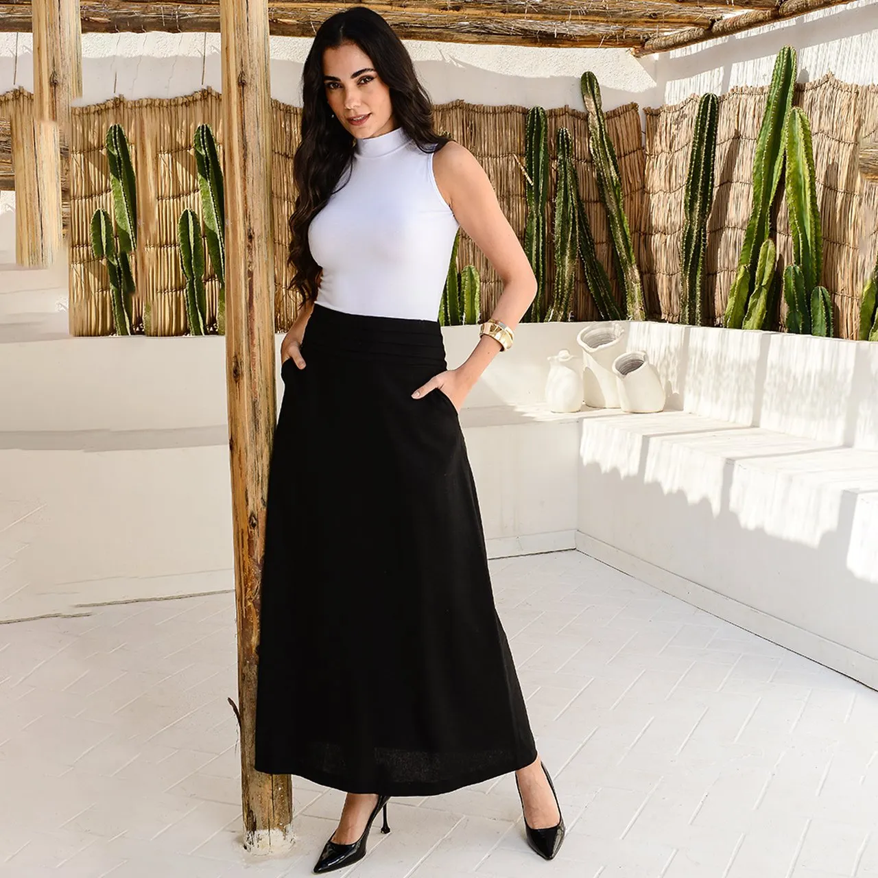 Look Saia Comprida Saias Longas Posthaus Posthaus Saia Longa Top