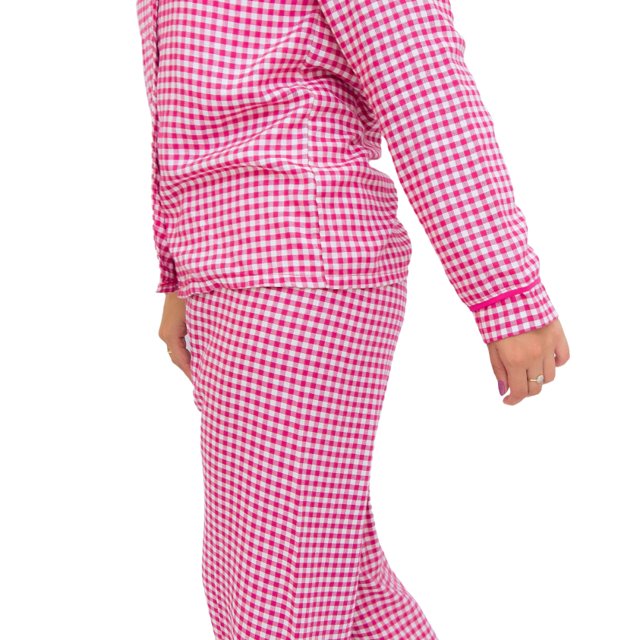 Pijama Americano Longo Xadrez Rosa